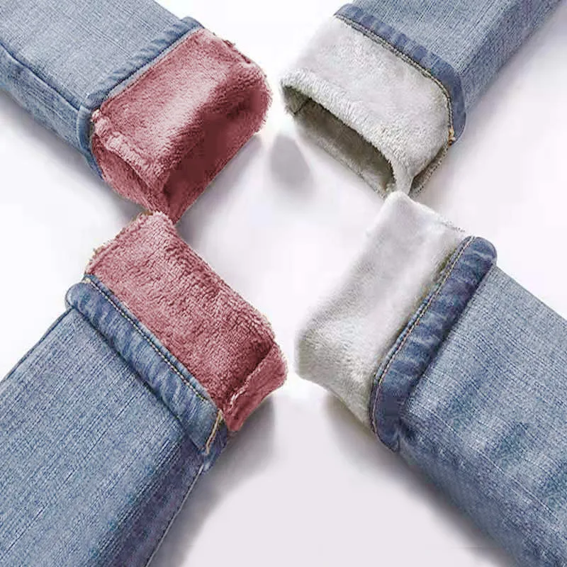 Pozimi Toplo Jeans Ženska 2019 Visoko Pasu Priložnostne Žamet Dame Hlače Ženske Pantalon Denim jeans za Ženske Hlače, Plus velikost