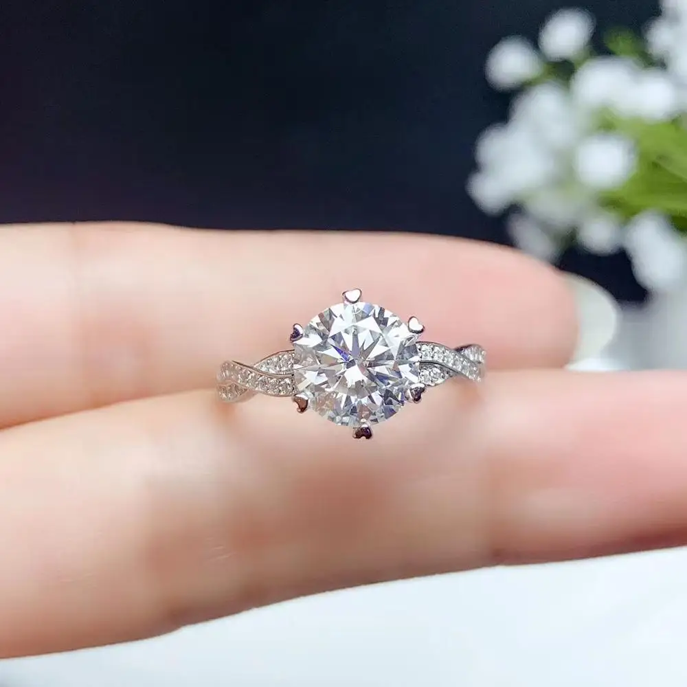 Prasketanje moissanite gemstone obroč za ženske, nakit zaročni prstan za poroko 925 sterling srebrni prstan rojstni dan, Novo Leto darilo