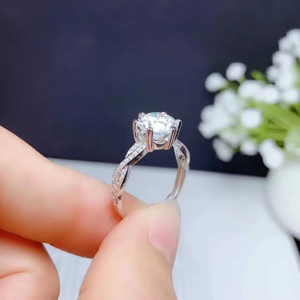 Prasketanje moissanite gemstone obroč za ženske, nakit zaročni prstan za poroko 925 sterling srebrni prstan rojstni dan, Novo Leto darilo