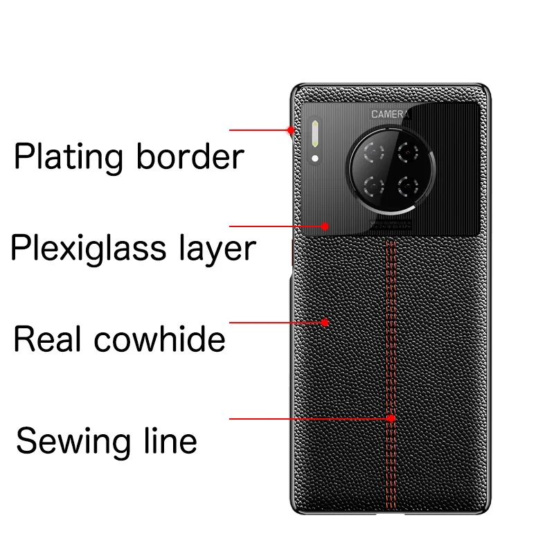 Pravega Usnja prevleka Ohišje Za Huawei Mate 30 Pro Mate30Pro kritje Poslovnih Prva plast pravi cowhide Šivanje vrstica zadeve