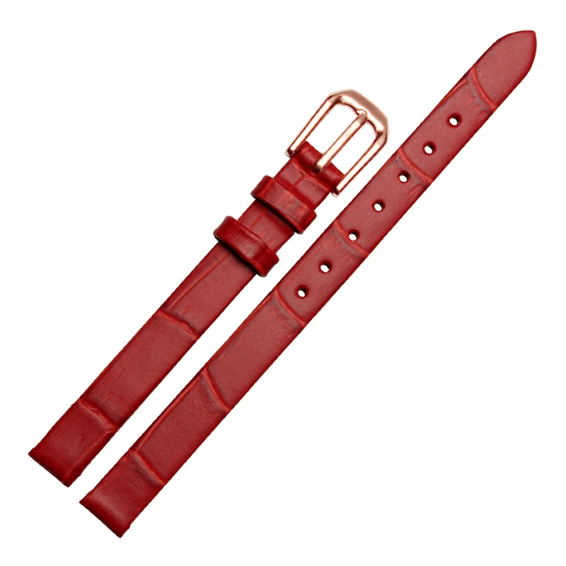 Pravega usnja ročne band moda lady majhnosti watchband 6 mm 8 mm 10 mm 12 mm črna bela rdeča rjava watch trak