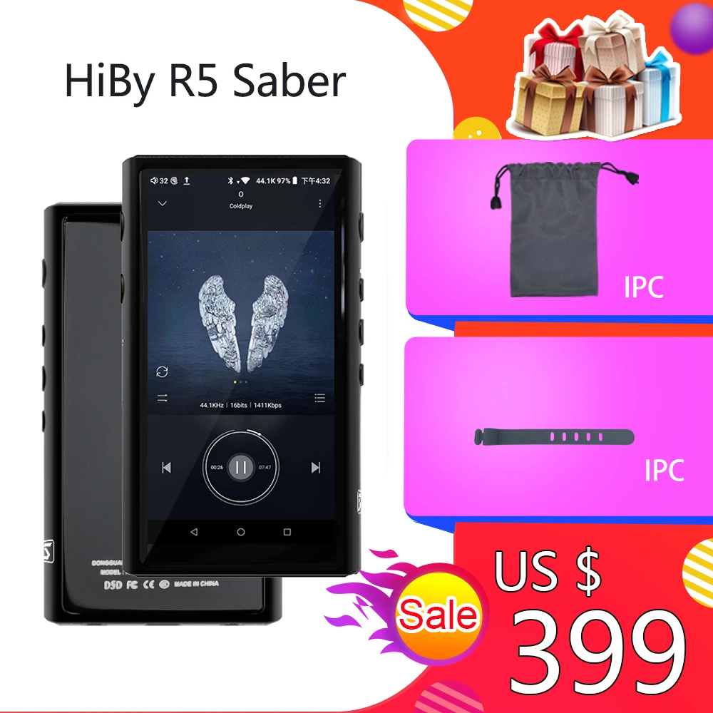 Predvajalnik glasbe MP3 HiBy R5 Saber Android 8.1 HiFi Lossless Najame WiFi/Zrak Play/Bluetooth/LDAC/DSD/aptX/Dual CS43198/MQA/Plimovanja