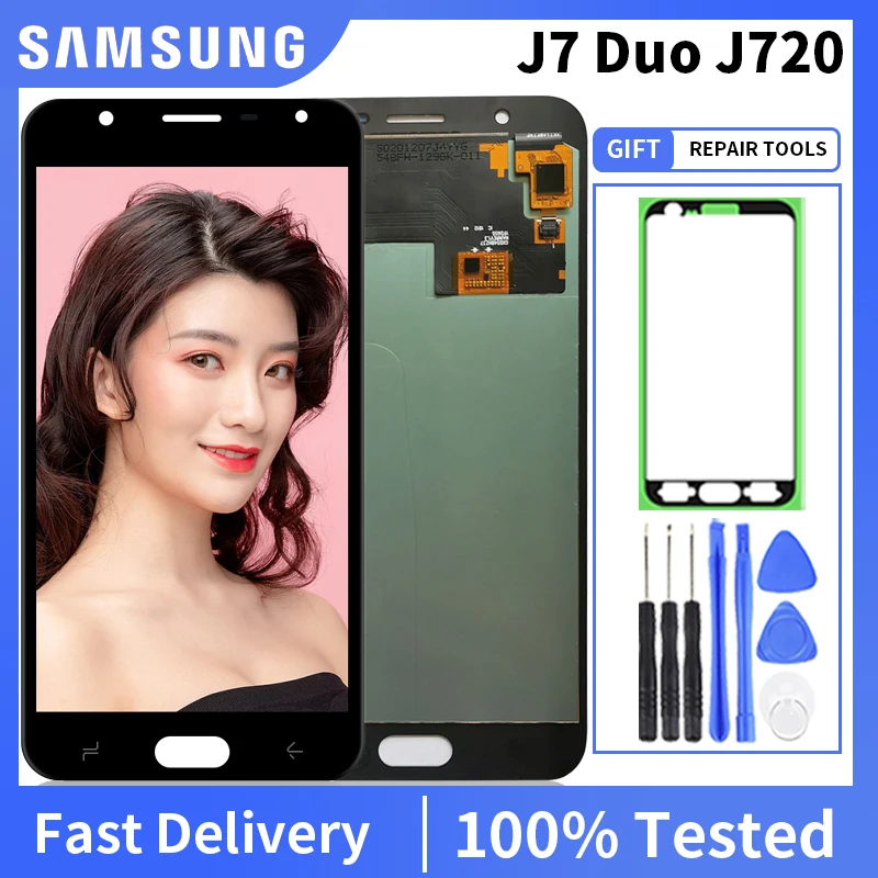 Preizkušen Za Samsung Galaxy J7 Duo 2018 J720 J720F Zaslon, Zaslon na Dotik, Računalnike Zbora Za SM-J720F SM-J720M LCD