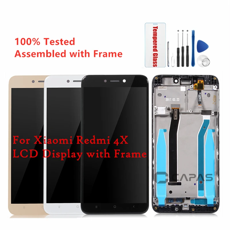 Preizkušeno Za Xiaomi Redmi 4X LCD-Zaslon z Okvirjem Zaslon na Dotik Redmi 4X Pro LCD-Zaslon Računalnike Montažo Rezervnih Delov