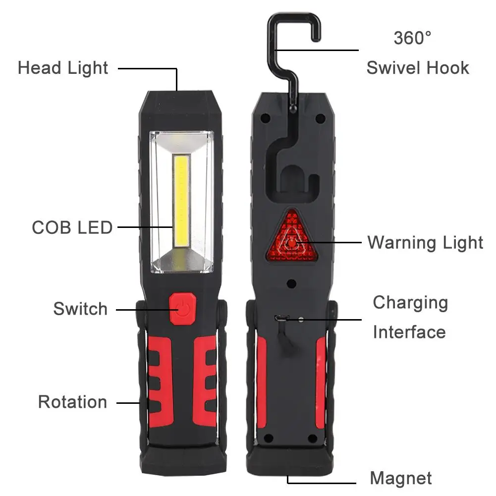 Prenosna Svetilka Zasilne COB LED Kampiranje Luč Nepremočljiva Strani Bliskavica, Mini Svetilka Visi Svetilka Z Magneti
