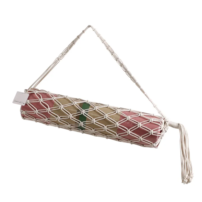Prenosni ročno tkane joga mat tassel vrečko za shranjevanje joga mat shranjevanje neto torba je lahka in enostavna za prenašanje