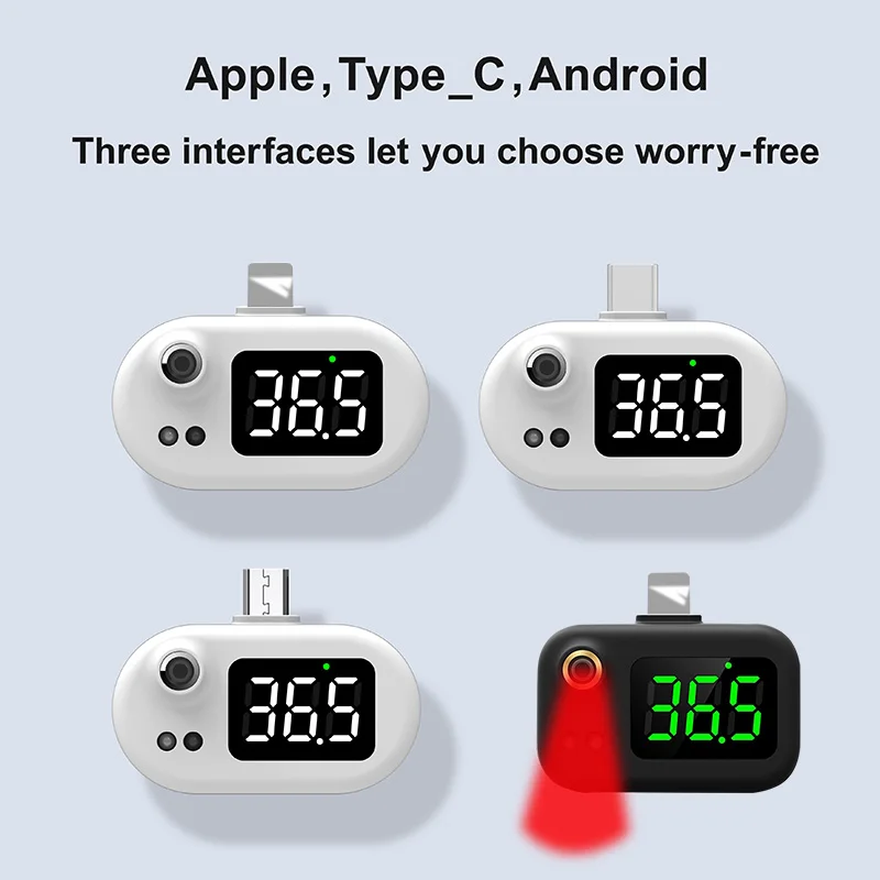 Prenosni USB Smart Termometer brezkontaktno Ir Tip-C/Android/Apple Plug za Xiaomi/iPhone X/11/12 Mobilni Telefon Termometer