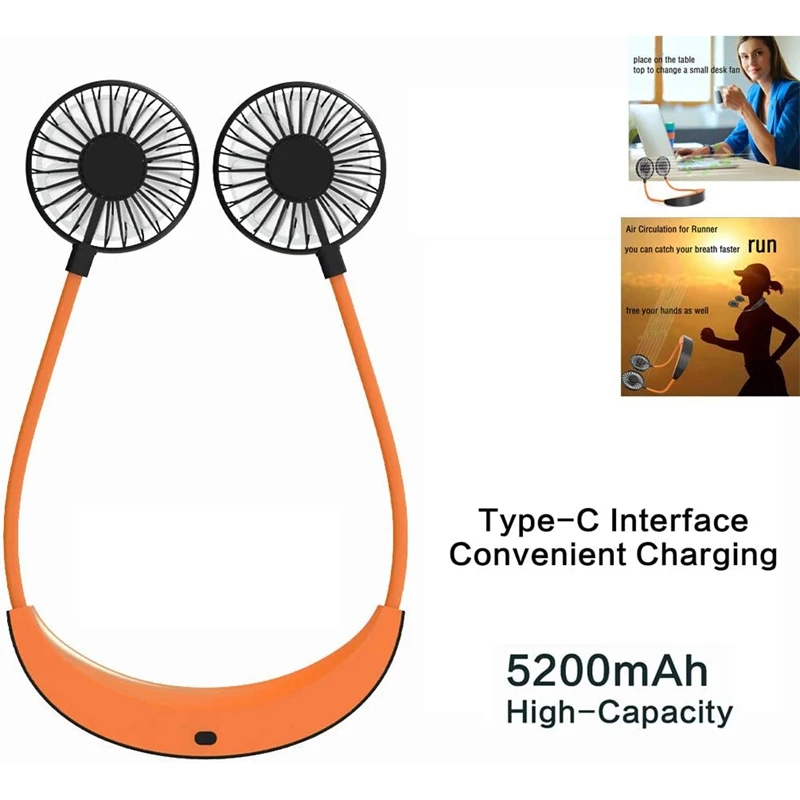 Prenosni Ventilator, Mini USB Ventilator Roko Prosto Osebnih Fan Visi Vratu Šport