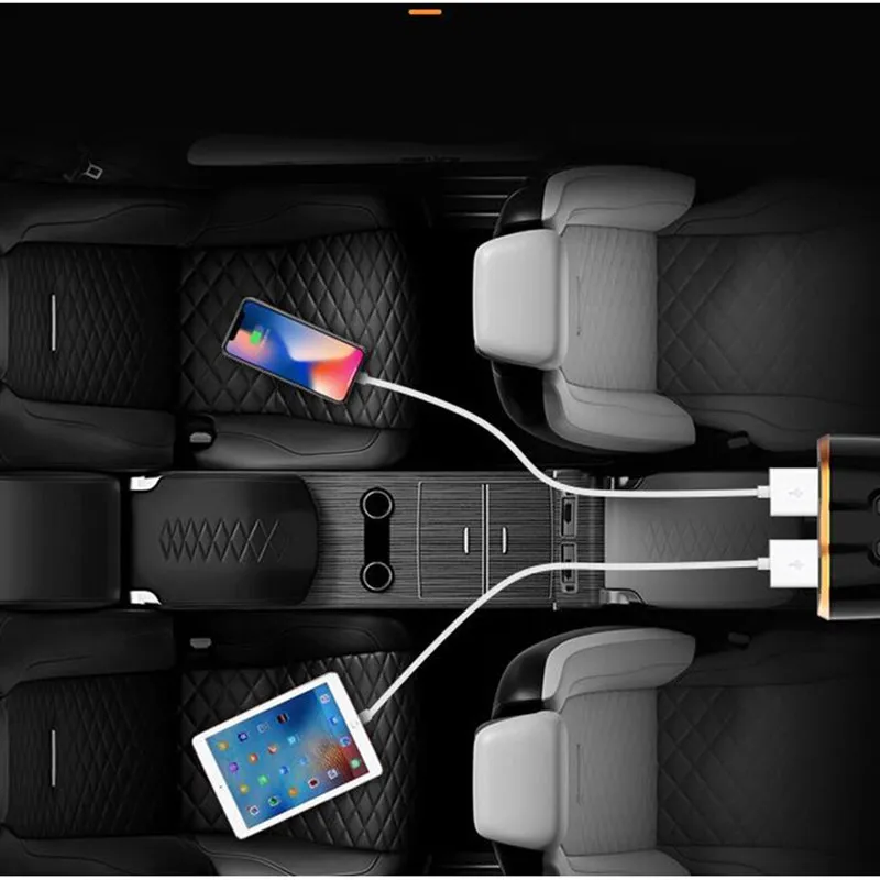 Prenosni Večfunkcijsko Avto Vtičnico Cigaretnega Vžigalnika Vrtljiv Tip-C Dual-port USB Avto Polnilec Za iPhone Polnjenje V Avto Auto