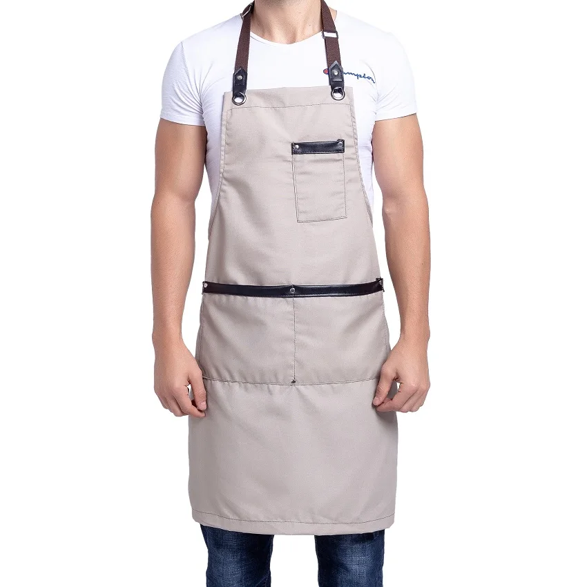 Preprost Antifouling platno kuhinjski predpasnik za žensko, moškega, kavarna kuhar delo predpasnik hlače z oprsnikom pinafore Tablier