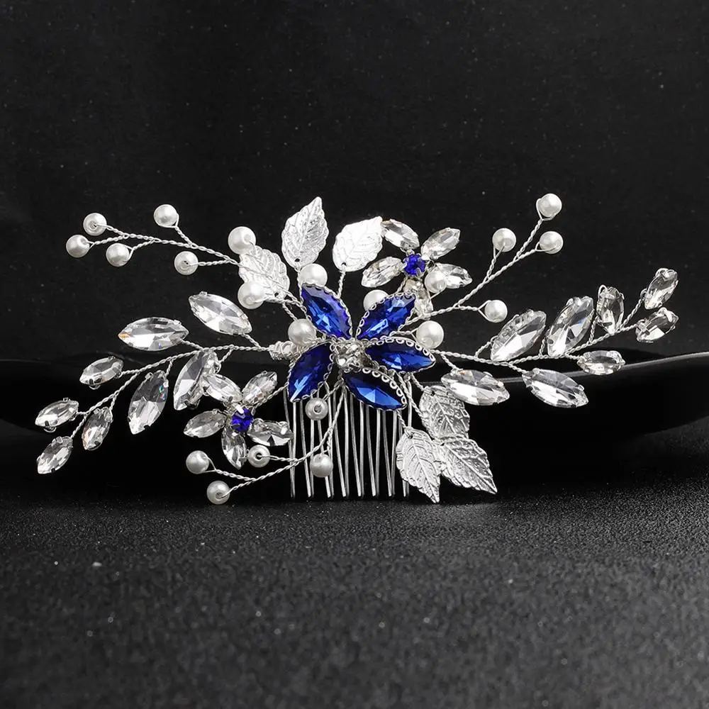 Preprosta, poročni dodatki za lase blue diamond las glavnik poročne las glavnik poročno obleko pribor
