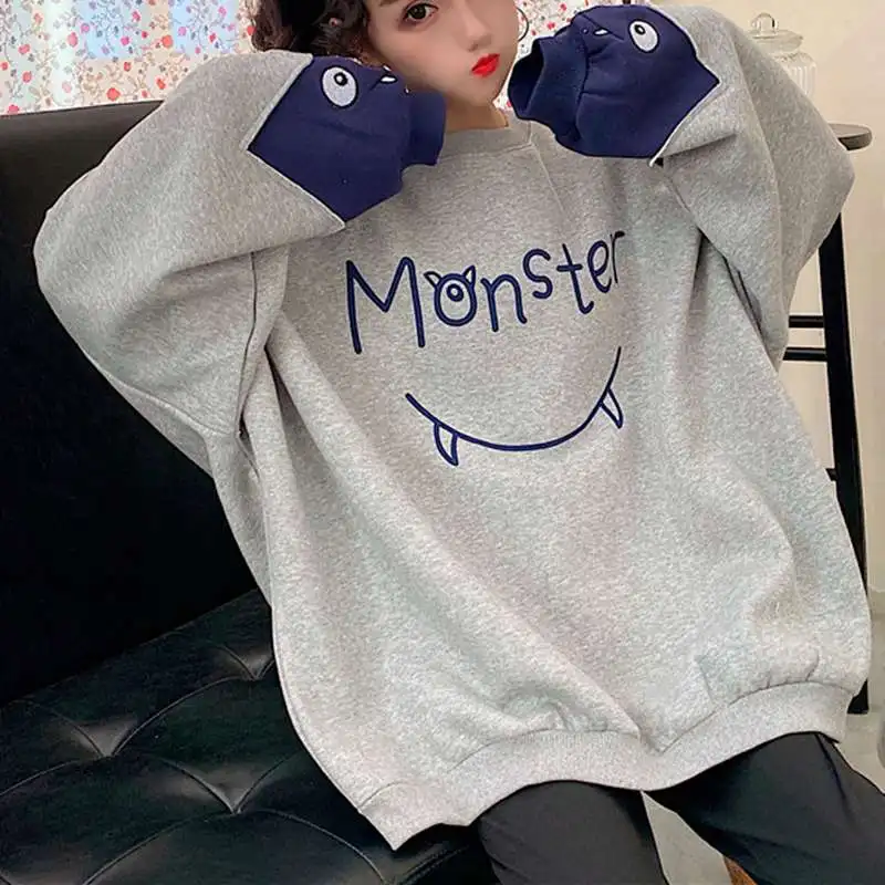Prevelik bankrot 155 cm Ženske hoodie harajuku Kawaii Majica ženska Hip Hop Priložnostne treetwear Veliki Vrh Za Ženske