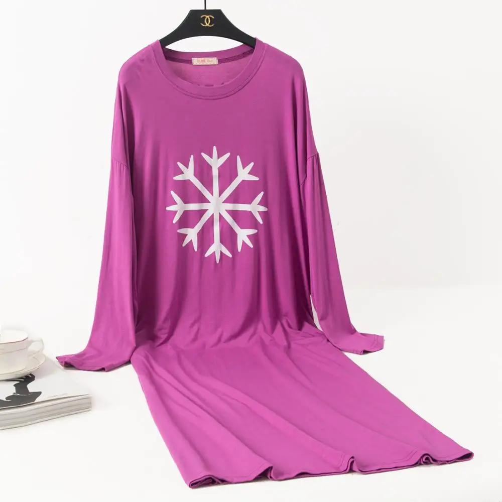 Prevelik Ženske Nightgown Nightdress Jeseni Modal Sleepwear Spanja Majica Svoboden Ženski Dolgo V Noč Robe Oblačenja Priložnostne Doma Obleke