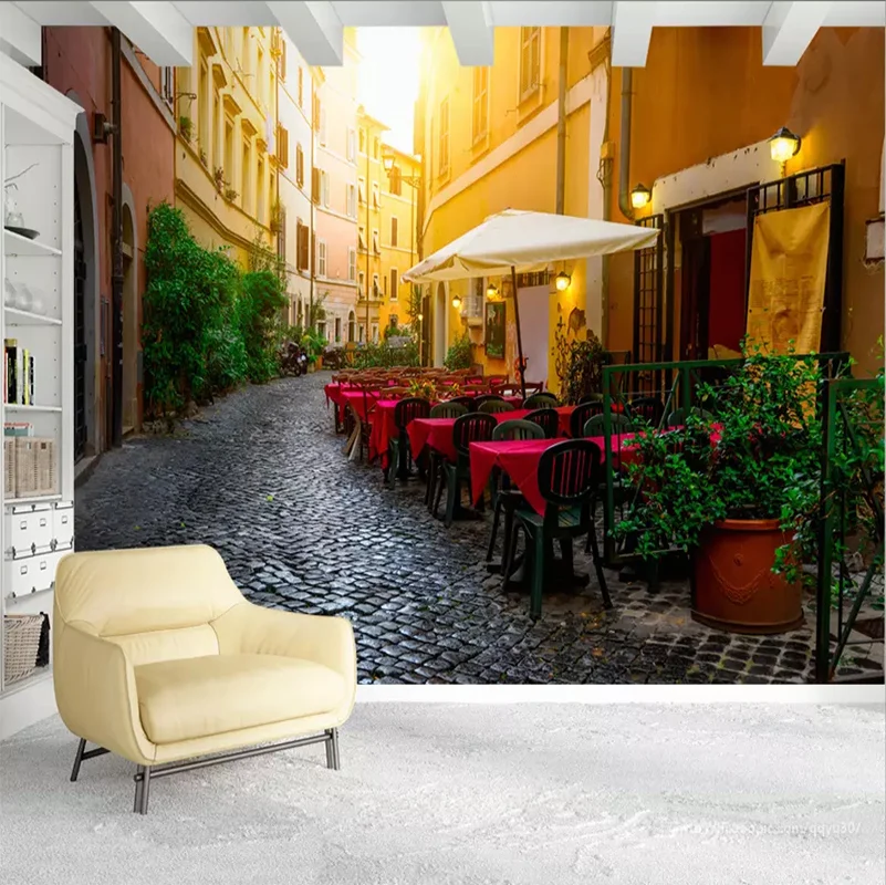Prilagodite katero Koli Velikost Zidana Ozadje Rim je Mesto, Street View 3D Stenske Krpo Restavracija, Kavarna Spalnica Nepremočljiva De Papel Parede Tapety