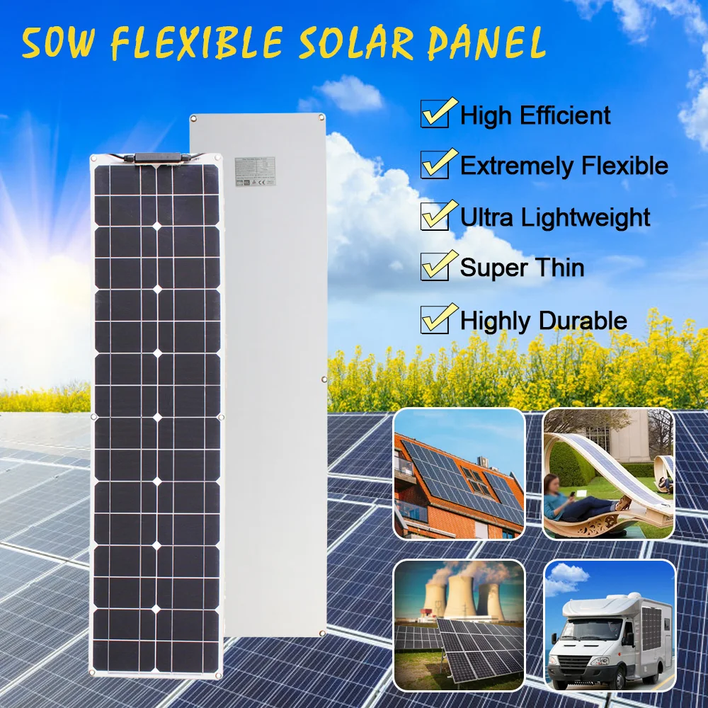 Prilagodljiv solarni paneli 50 w 16v monokristalne Slendersolar modul za ozkih mestih, 12V baterijo/prikolica/RV/čoln