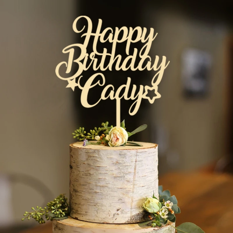 Prilagojene Ime Torta Pokrivalo Rojstni Dan Dekoracijo Lesenih Po Meri Torto Toppers Happy Birthday Cake Pokrivalo