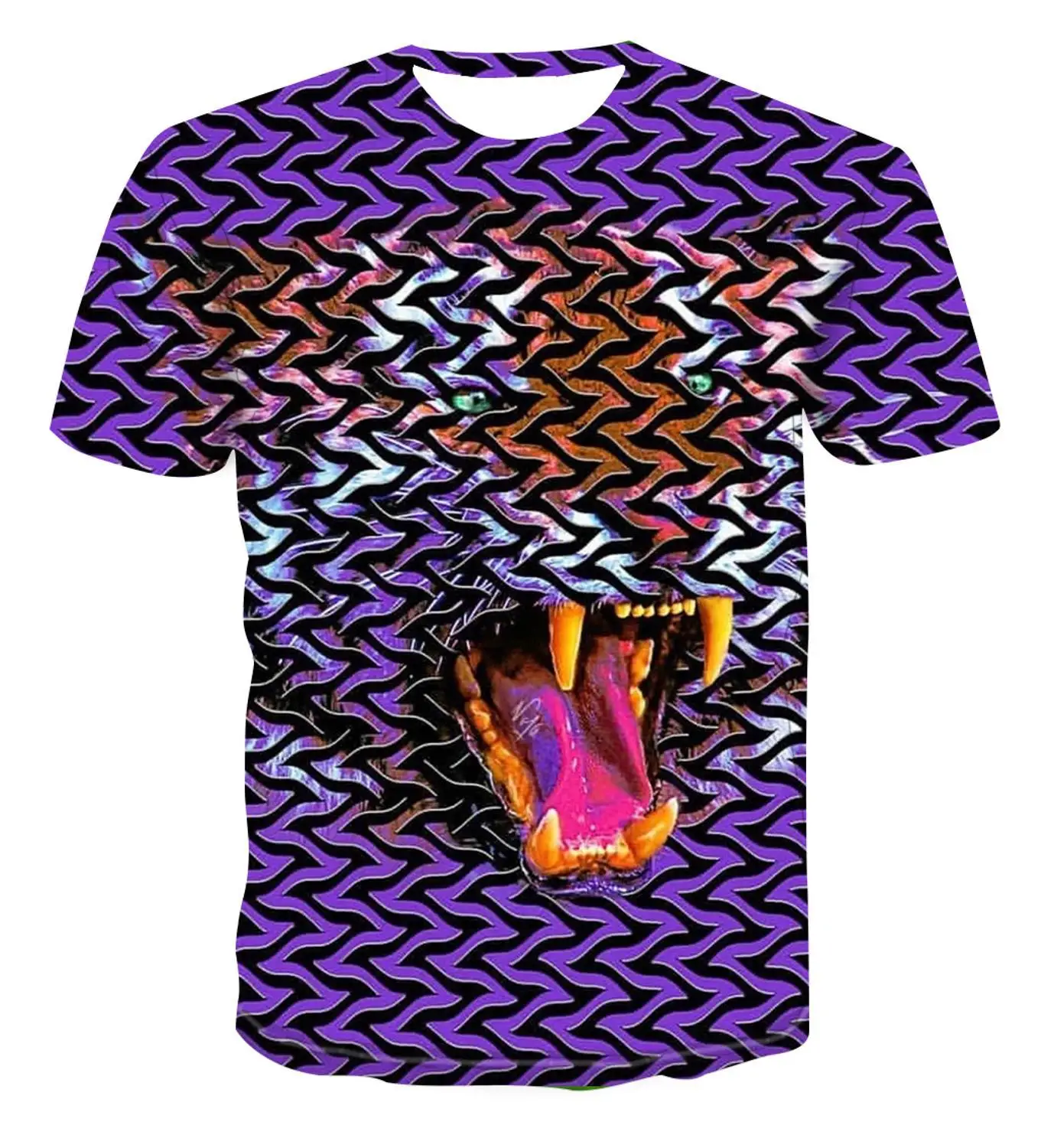 Priljubljene živalske kreativno zasnovo 3D print majica s kratkimi rokavi poletnih Vrh Moške psihedelični omotica / color ulica slog vsestranski s-6xl