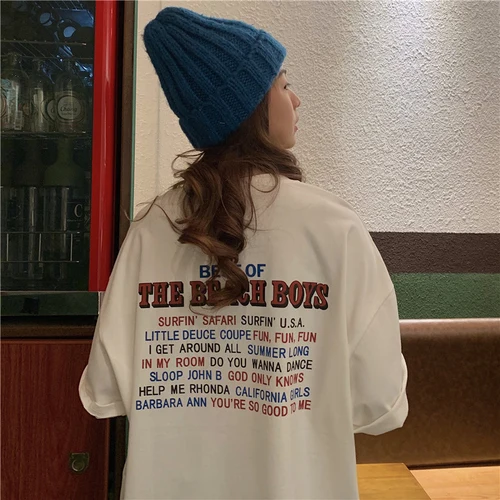 Priložnostne Svoboden Moda Osnovne Pismo Natisnjeno Vse Tekme Oversize College Veter Ulica Vroče Prodaje Ženske Ženski Kratek Rokav T-majice
