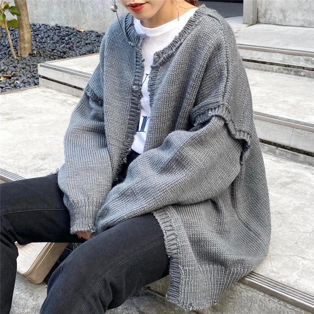 Priložnostne ženske pleteni Pulover korejski Navaden 2020 Svoboden Slog Ženski Dolg Rokav Cardgain Jeseni, Pozimi Japonska Moda Vrhovi Skokih