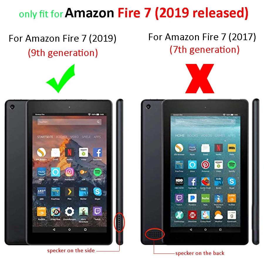 Primer Amazon Novo gasilsko 7 2019 Tiskanja PU Usnje Stojalo za Tablične Kritje Za Kindle Fire7 9. generacije 2019 Primeru