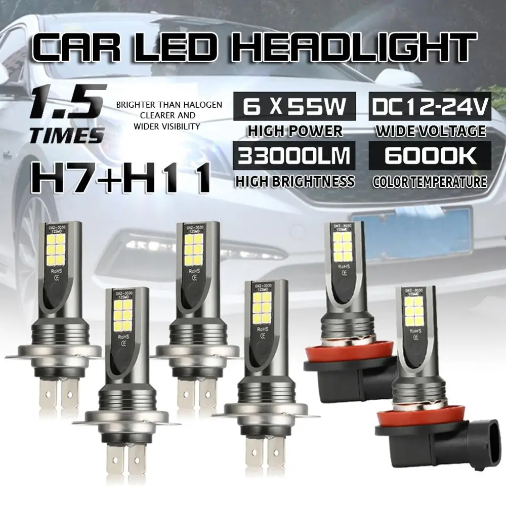 Primerni za Hyundai Sonata za obdobje 2011-LED 6X Žarnice H7 Smerniki Hi-Lo+ H11 Meglo Lučka 6000K Padec Ladijskega prometa