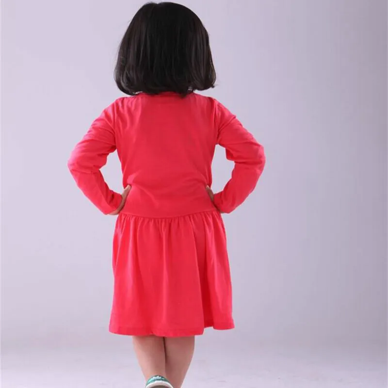 Princesa Dekleta Obleke Moda Pomlad Cat Natisnjeni Otrok Dolgo Oplaščeni Risanka Baby Bombaž Stranka Obleke, Otroci, Oblačila, Siva, Rdeča