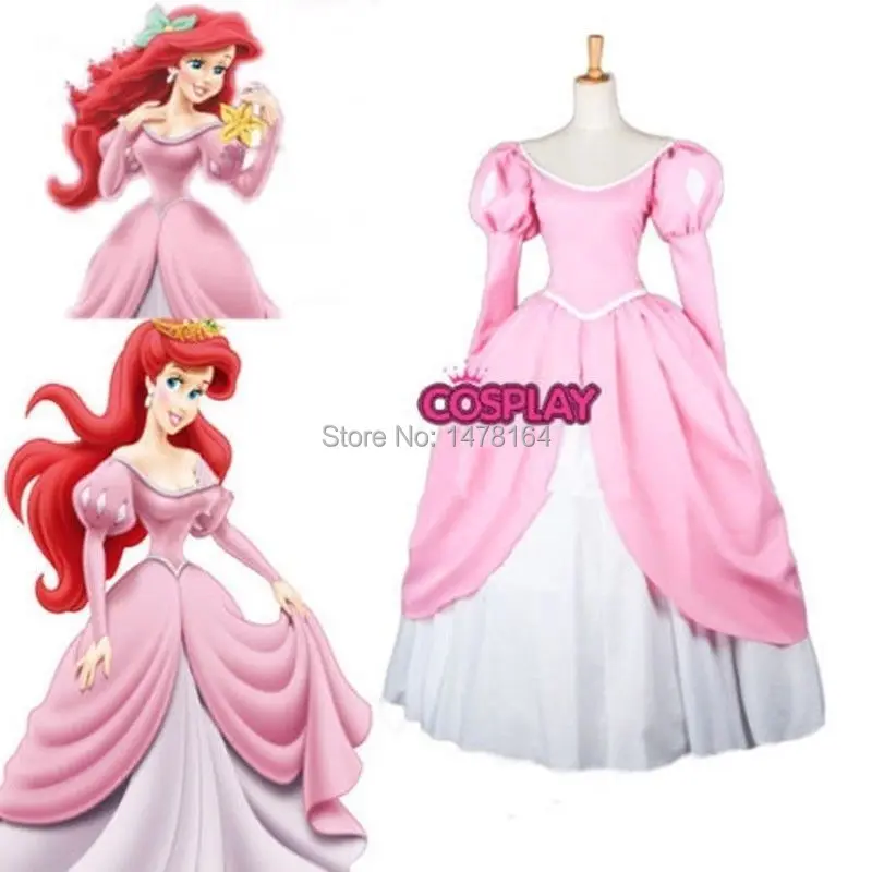 Princesa Sirena princesa Ariel Pink Lepo Obleko Stranka, Cosplay, Narejene Kostum, obleke, Oblačila