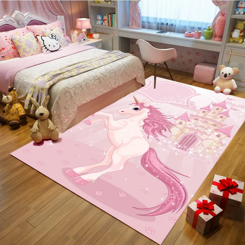 Princess pink preprogi antiskid po vsebini risanka otroški sobi odeje in preproge samorog dekoracija spalnica področju preprogo Srčkan tapete