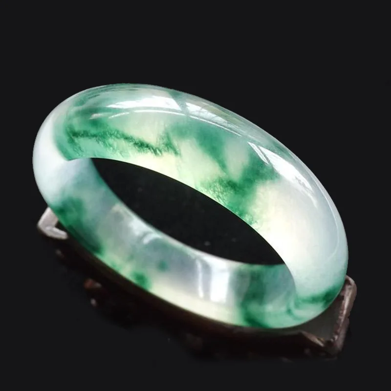 Pristnega Naravnega Zelena Bela Jade Bangle Zapestnico Ročno Izrezljane Čar Nakit Modni Dodatki Amulet za Moške, Ženske Srečen Darila