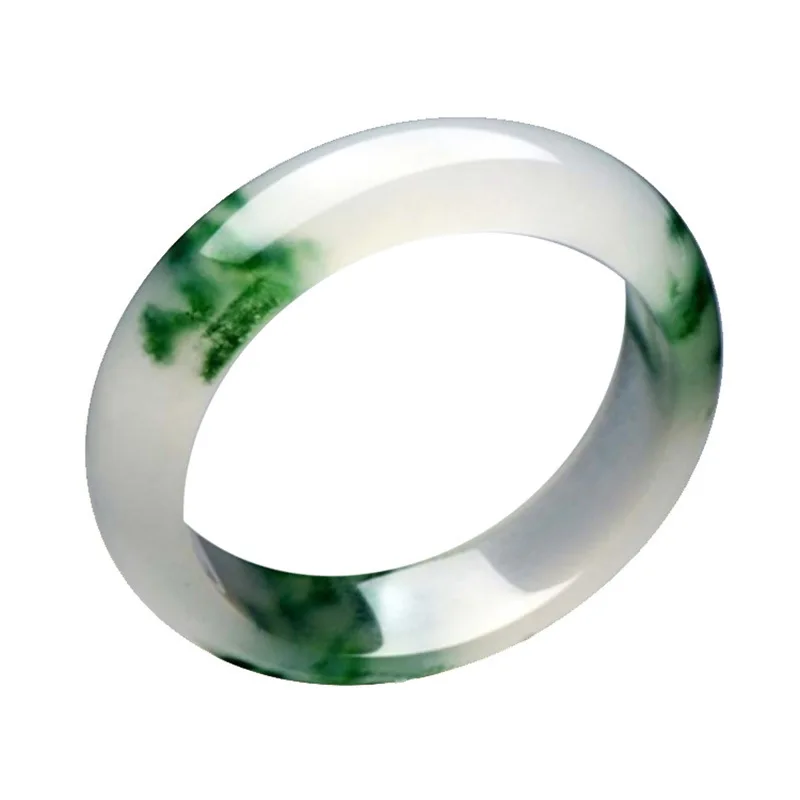 Pristnega Naravnega Zelena Bela Jade Bangle Zapestnico Ročno Izrezljane Čar Nakit Modni Dodatki Amulet za Moške, Ženske Srečen Darila