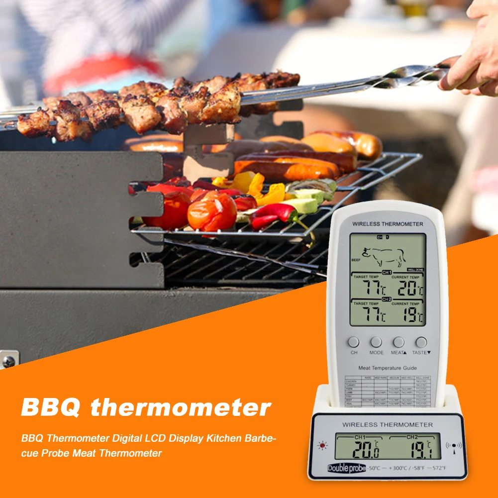 Pro Digitalni BBQ Mesa Termometer Brezžični Žar Pečica Thermomet Dvojno Sondo Merilnika Orodje za Kuhinjo Hrane, Kuhanje z alarmom