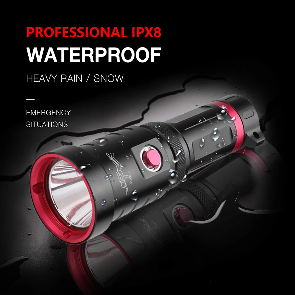 Profesionalni LED Potapljaška Svetilka Močna P70.2 Baklo IPX8 Potapljaške Svetilke 150 M Podvodna Luč Nepremočljiva 26650/18650 Svetlobe