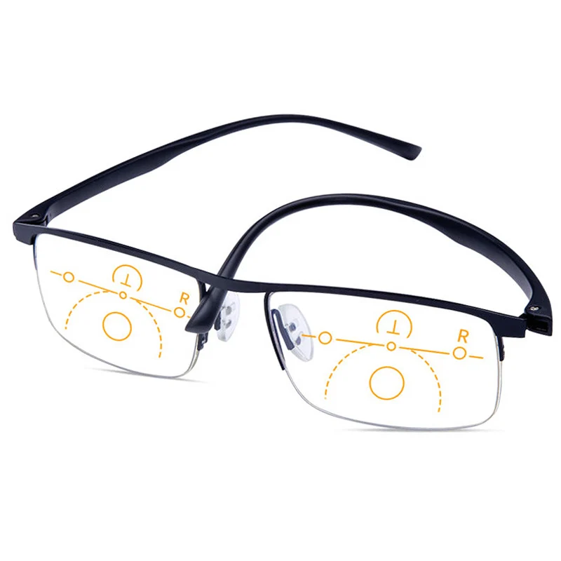 Progresivna Multifokalna Obravnavi Očala Moški Ženske Povečevalno Presbyopic Očala Videti Daleč in Blizu Anti-Blue Ray Tr90 Pol Okvir