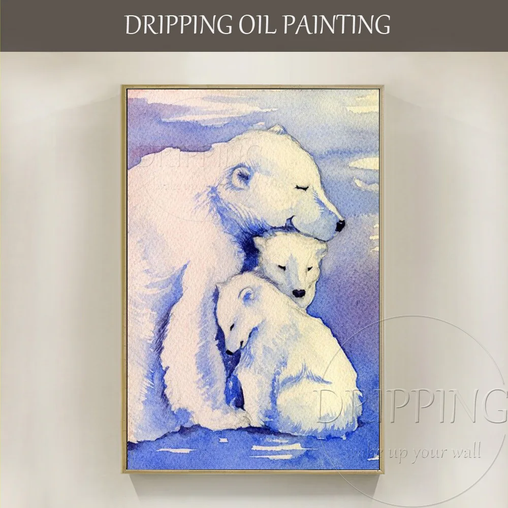 Proizvajalec Neposredno Ponudbo Visoko Kakovostnih Ročno izdelanih Arktične Živali Polarni Medved, ki je Oljna slika na Platnu Ročno Polarni Medvedi Slikarstvo