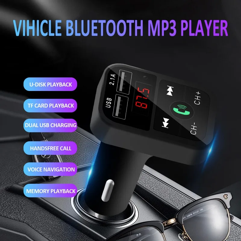 Prostoročno transmisor fm bluetooth car Kit, FM radijski Oddajnik Avto MP3 Player, USB Polnilec za Hitro Polnjenje Mobilnega Telefona modulator