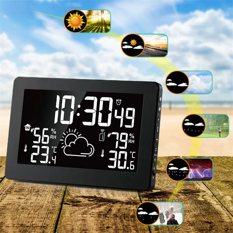 Protmex PT3378A Budilka Brezžične Vremenske Postaje Temperatura Vlažnost Senzorja LCD-Zaslon Vremenske Napovedi Ure V/na prostem