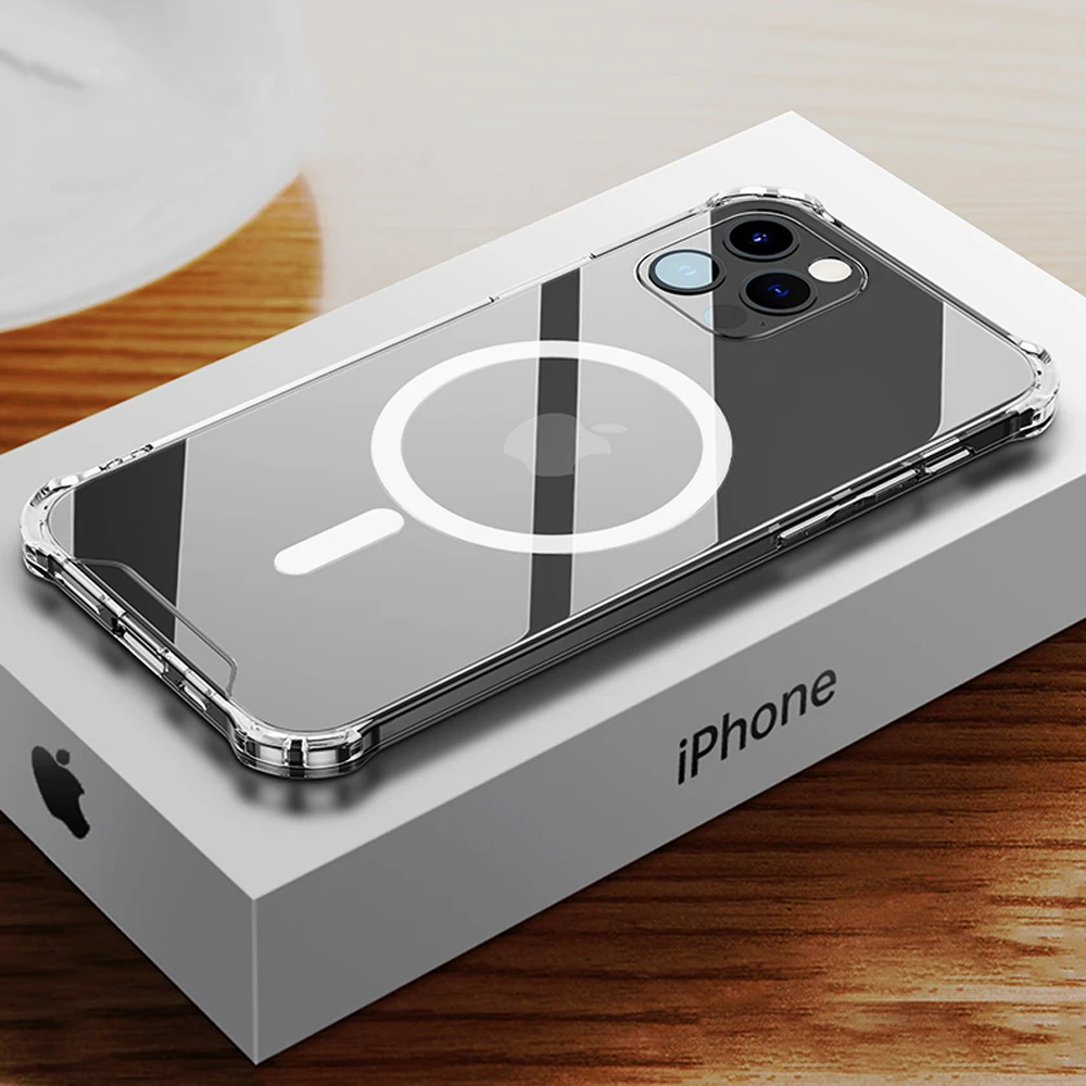 Prozorno Ohišje Za iPhone 12 Pro Max MagSafing Primeru Shockproof Zaščitni Pokrov Mobilnega Telefona Lupini Za iPhone12 Mini 11 XS XR