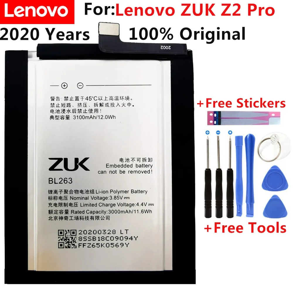 Prvotne novo Za Lenovo 3100Mah BL263 Originalne Baterije Zamenjava za Lenovo ZUK Z2 PRO Z2pro Pametni Mobilni Telefon, Baterija,
