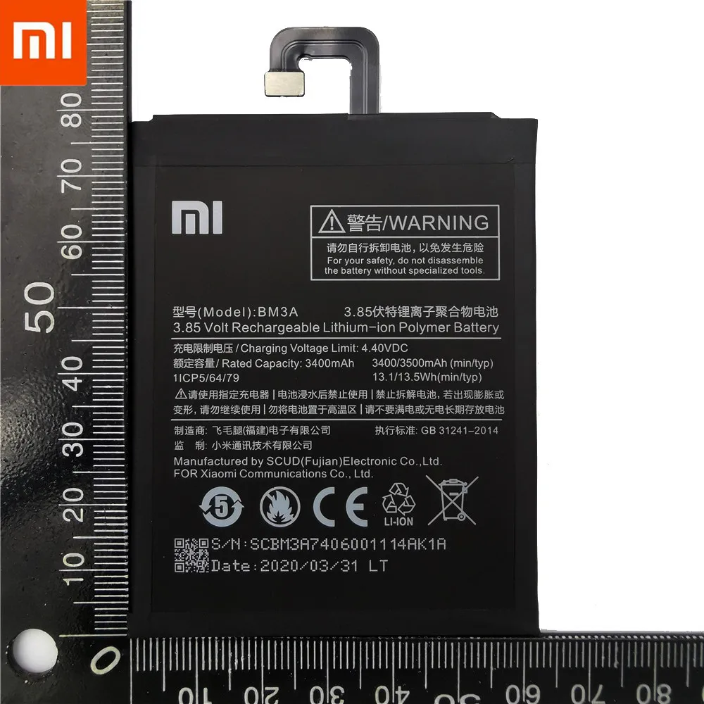 Prvotne Xiao Mi Telefon Baterija BM3A Za Xiaomi Opomba 3 Zamenjava Baterije 3300mAh Visoka Zmogljivost Baterije Telefon+Orodja