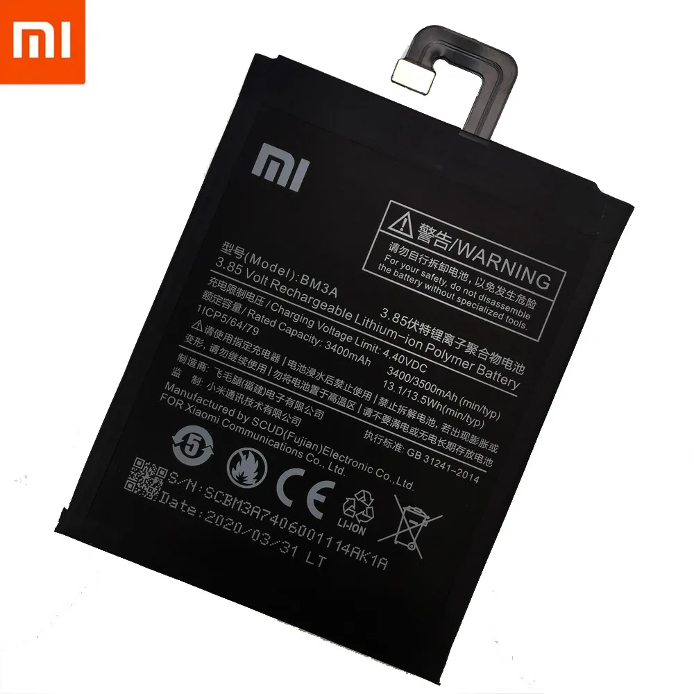 Prvotne Xiao Mi Telefon Baterija BM3A Za Xiaomi Opomba 3 Zamenjava Baterije 3300mAh Visoka Zmogljivost Baterije Telefon+Orodja