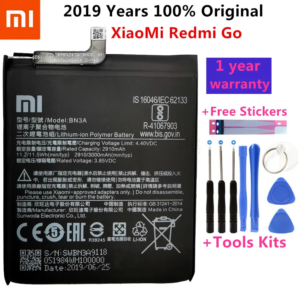 Prvotne Xiaomi BN3A Baterijo 3000mAh Za XiaoMi Redmi Pojdi BN3A Batterie Bateria Akumulator, Pametni Telefon, Baterija,