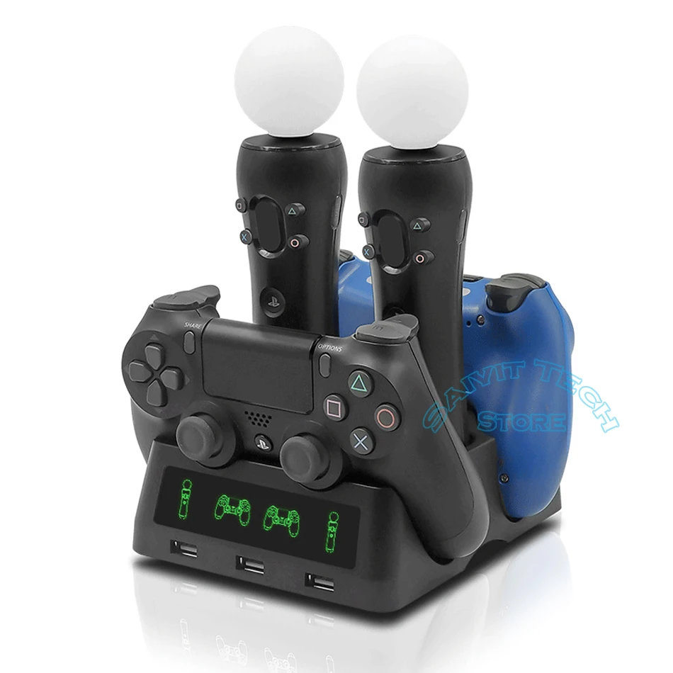 PS4/PS MOVE/PS VR Gampad polnilno Postajo, 2 LED Zaslon Multi-funkcijo Dual Controller polnjenje Dock za Sony PS4 &Slim&Pro
