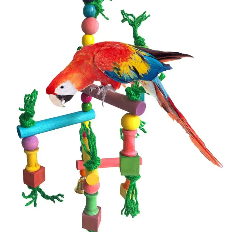 Ptica Papiga Igra Lesen Okvir Plezanje Viseče Lestve Swing Pet Brušenje Ostriž Platformo Birdcage Predvajanje Stand Igrače