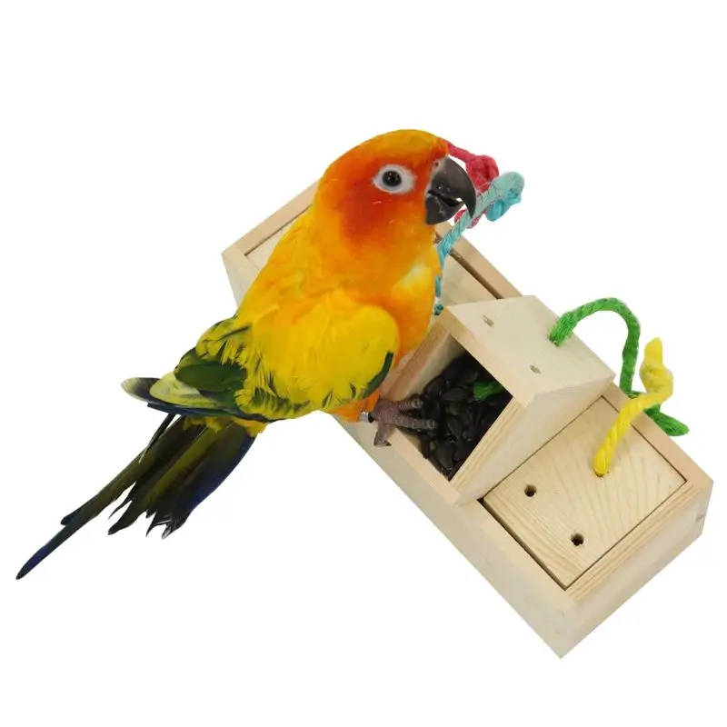 Ptica Papiga Inteligence Igrača-Lesena Škatla Hrane Paše Napajalni Kletko Hranjenje Igrače Zdravljenje Usposabljanje za Budgie Parakeet Cockatiel C42