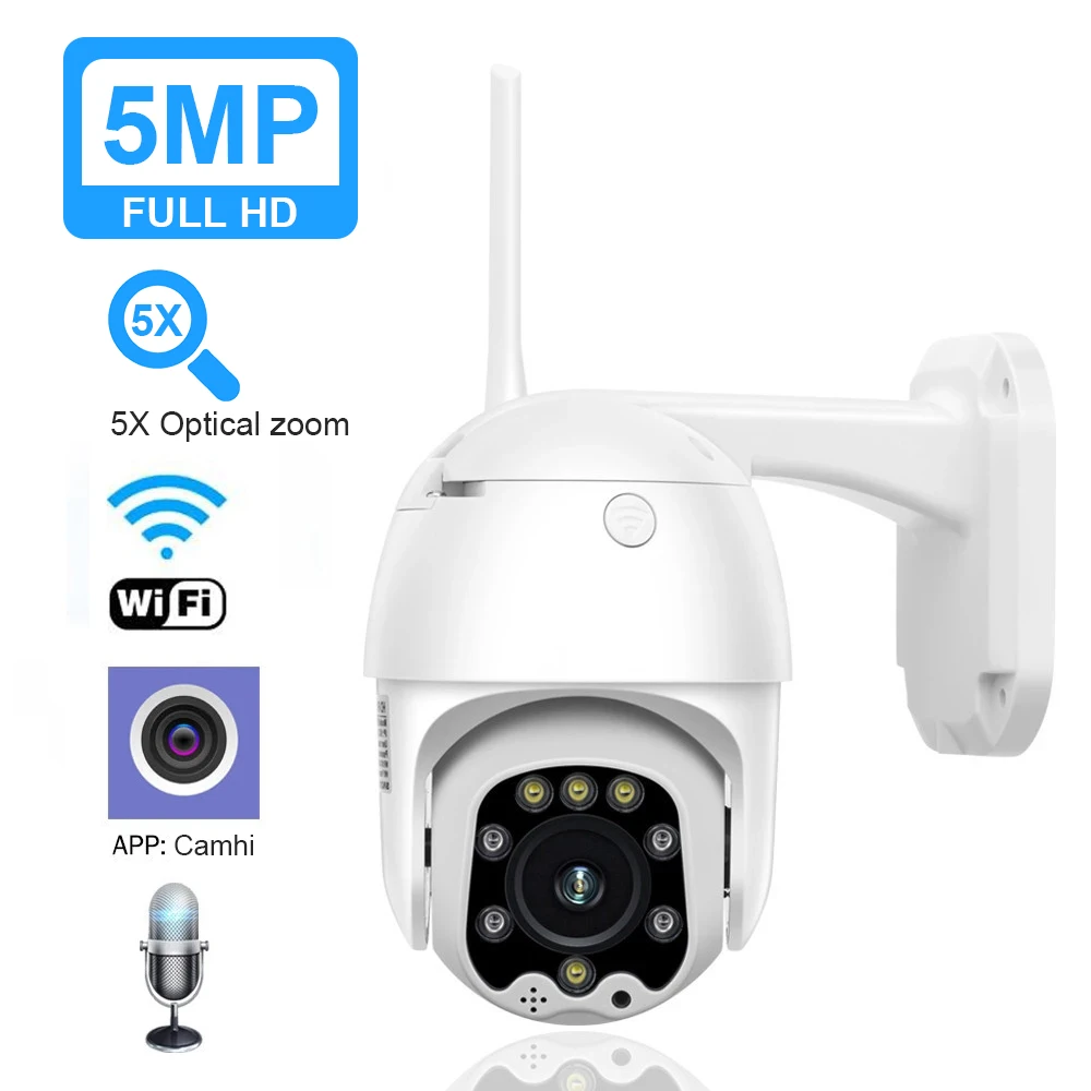 PTZ Speed Dome WIFI IP Kamera 1080P 5MP Prostem 5X Zoom Brezžične Varnostne Kamere Night Vision VideoAudio CCTV Nadzor Camhi