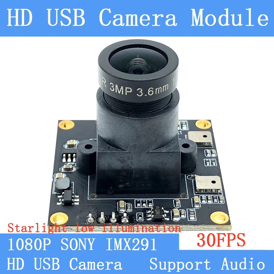 PU'Aimetis SONY IMX291 star stopnjo 30FPS Linux UVC 2MP kamero USB modul 3MP 3.6 mm 1920*1080P Podpira audio nadzorna kamera