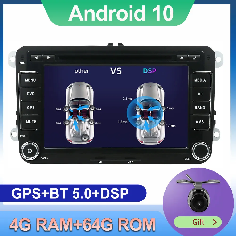 PX6 2 Din Android 10 Avto DVD predvajalnik 4G+64 G Za Volkswagen Golf/Passat/SEAT/Škoda/Polo/Bora/passat b6 B7 AHD DSP DAB TPMS