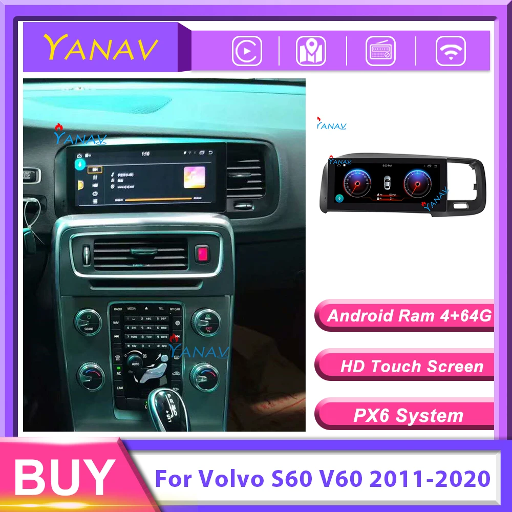 PX6 Android, GPS Navigacijo, avtoradio Za Volvo S60 V60 2011-2020 Avto Avdio Multimedijski Predvajalnik, Zaslon na Dotik, 2 Din Stereo Sprejemnik