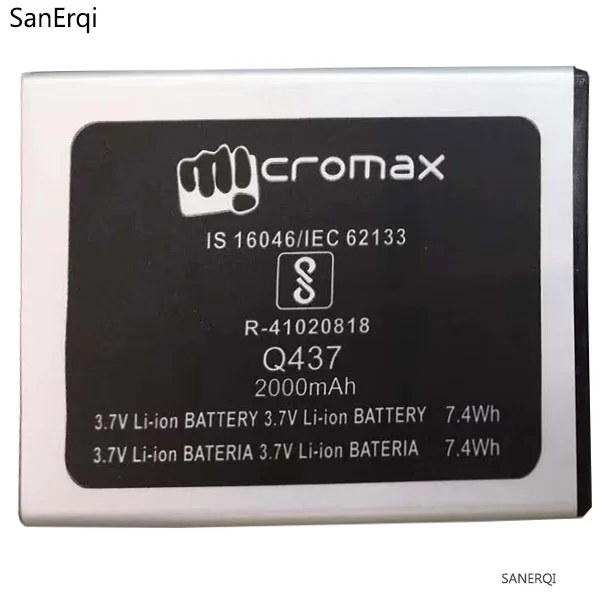 Q437 baterija za Micromax Q437 Mobilni Telefon baterija 3,7 V 2000mAh Visoko kakovostna Baterija
