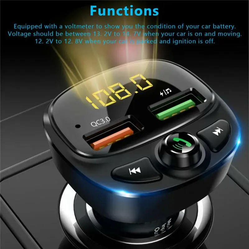 QC 3.0 Avto Polnilnik z Dvojno USB Brezžični Bluetooth Auto 5.0 FM Oddajnik MP3 U TF Diska Hitro 2.4 Polnjenje Adapter Roke-brezplačen Klic